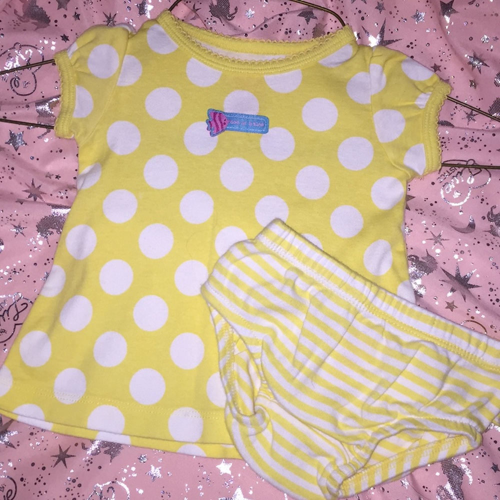 Yellow polkadot dress with bloomers